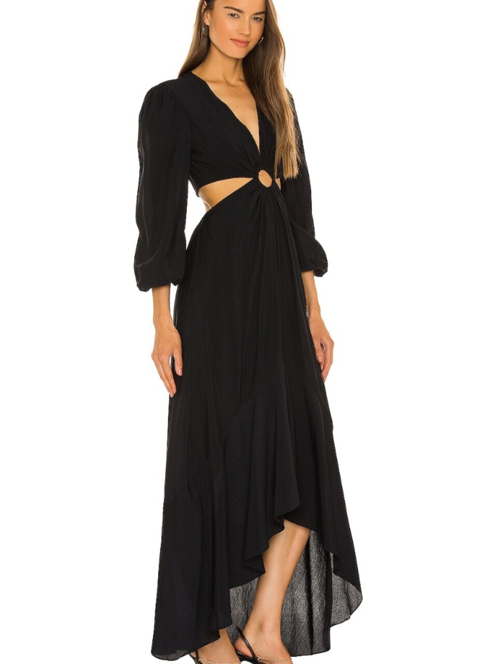 Jonathan Simkhai Jaelyn Cut Out Ring Maxi Dress Black XS $495